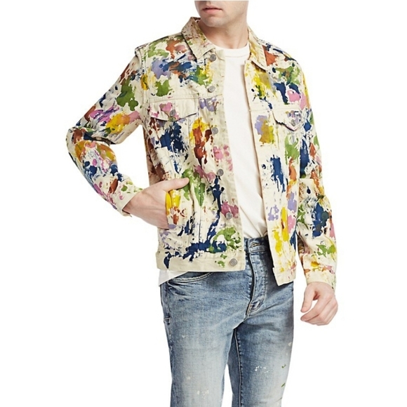 Purple BrandPaint Splatter Denim Trucker Jacket - Picture 2 of 8